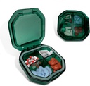 Organisateur de pilules de voyage - Cas de pilule durable et étanche Taille de voyage avec 4 compartiments - Cas de pilules compactes pour vitamines, suppléments, médicaments - Conteneur de pilules de voyage pour la purse (vert)