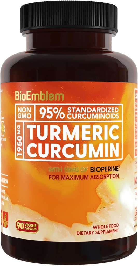 BioEmblem Curcumin curcumin supplémentaire avec BioPerine.Support articulaire et santé cardiaque.