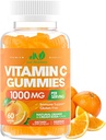 Gommies de vitamine C 1000mg pour les adultes et les enfants – Multivitamine à croquer avec du zinc pour le système immunitaire et le collagène pour la peau – Arôme orange – Sans gluten, sans OGM, végétarien – 60 Gommies