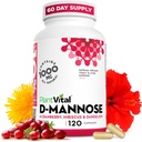 Plantvital D Mannose Capsules with Cranberry - D-mannose 1000mg Capsules - High Potency for Bladder, Kidney and Urinary Tract Support. Cranberry Powder with Hibiscus and Dandelion. 2 Months Supply
