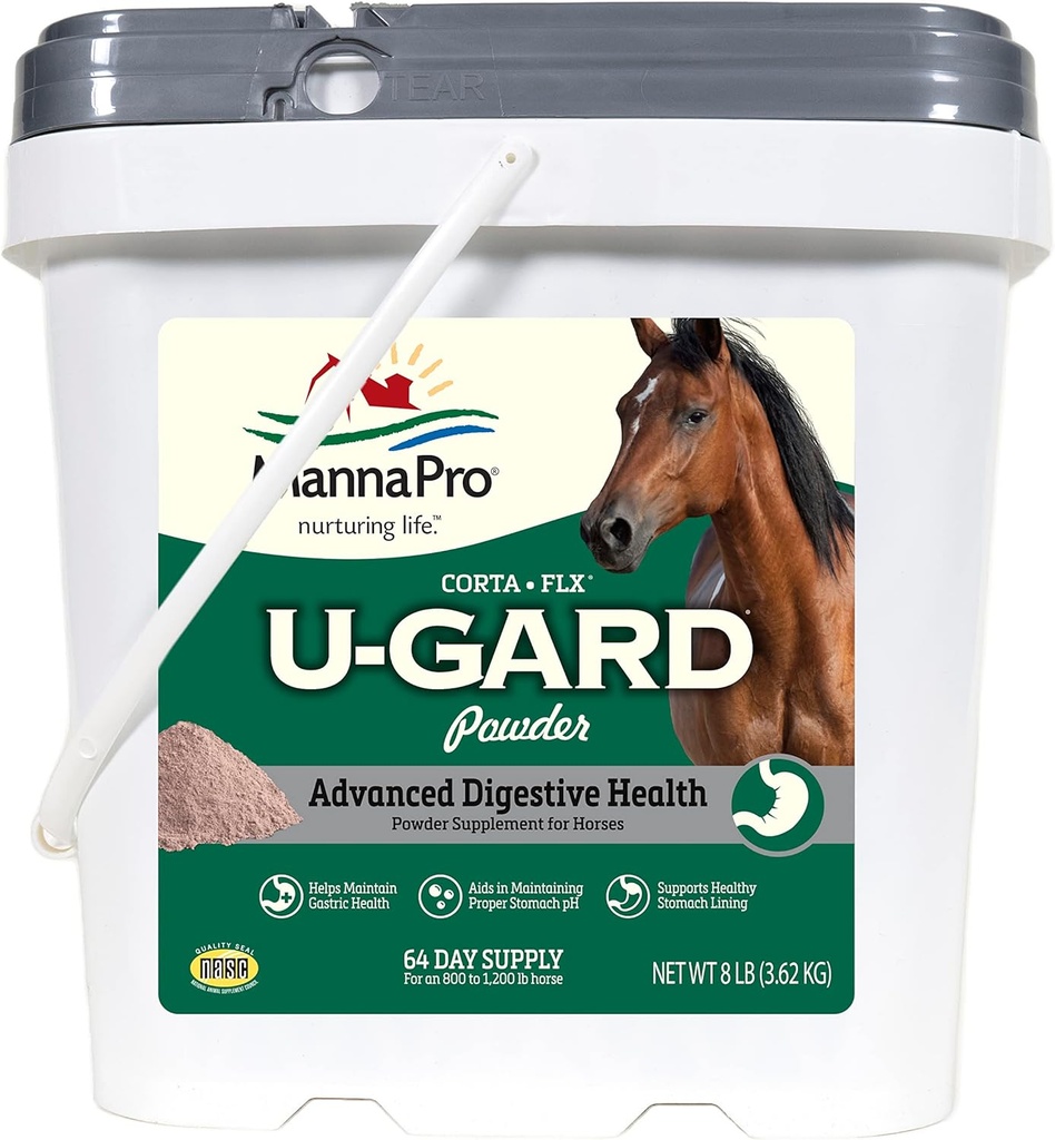 Corta-Flx poudre U-Gard, supplément digestif équine pour maintenir la santé gastrique , aide à prévenir la formation d'ulcère, supplément pour les chevaux, 8 LB