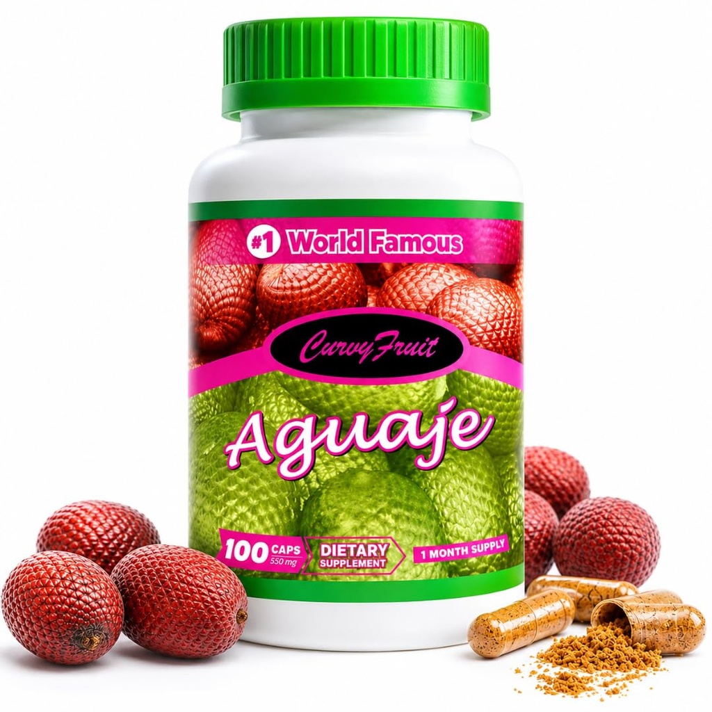 Courbes naturelles et équilibre hormonal – Pilules Aguaje pour femmes par CurvyFruit – Booty, HIPS & Buste Support – 100 Capsules Vegan – Ménopause Relief – Fabriqué au Pérou