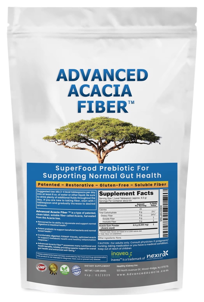 Poudre Avancée de Fibre Acacia 16oz Poudre de Réparateur de Fibre Soluble Biologique. Supplément naturel pour Gut Health, Regularity, Digestive Rejuvenation