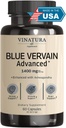 VINATURA Blue Vervain Avancé avec Ashwagandha - 1400mg par portion, Capsules Vervain Bleu, Alternative de Thé Vervain Bleu, Santé du cerveau, Soulagement du stress, Suppléments Ashwagandha - 60 Capsules
