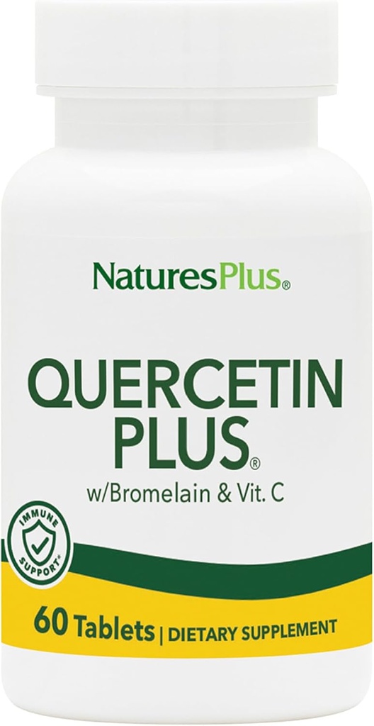 NaturesPlus Quercetin Plus avec vitamine C et bromelain - 650 mg, 60 comprimés végétariens - Sans gluten - 30 portions