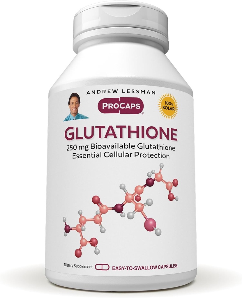 ANDREW MOINSMAN Glutathion 250 mg - 240 Capsules - Antioxydant puissant, réduit le stress oxydatif. Biodisponible, Protège les cellules, tissus, organes. Soutient la santé immunitaire. Capsules faciles à avaler.