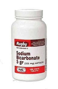 Rugby Sodium BICARB 5GR TAB Sodium BICARBONATE-325 MG Blanc 1000 Comprimés UPC 305361046101