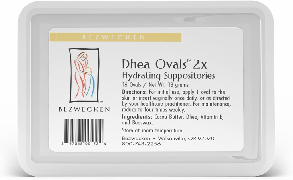 Bezwecken – DHEA Ovales 2X – 16 Suppositoires ovales - Exemptes d'estrogène et de progestérone - Même formule de confiance - Formule professionnelle pour atténuer la sécheresse vaginale chez les femmes ménopausées