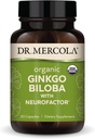 Dr. Mercola Organic Ginkgo Biloba with NeuroFactor - Supports Brain Health - Standardized Ginkgo Leaf Extract - Polyphenol-Rich Coffee Fruit - 30 Capsules