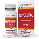 Source supérieure Resvératrol 100 mg - Supplément alimentaire pour le vieillissement en santé - Soutient la santé du cerveau et du coeur - Sans OGM et sans gluten - 60 comprimés à diffusion instantanée microLinguale