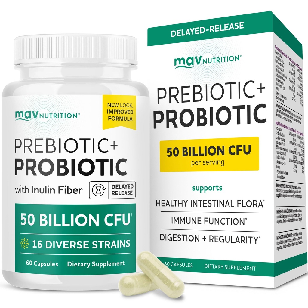 Prébiotiques et probiotiques pour les femmes et les hommes.Pré et probiotiques pour la santé des Guts et le soulagement du blottis.Synbiotique avec 20 milliards CFU Lactobacillus & Bifidobacterium.