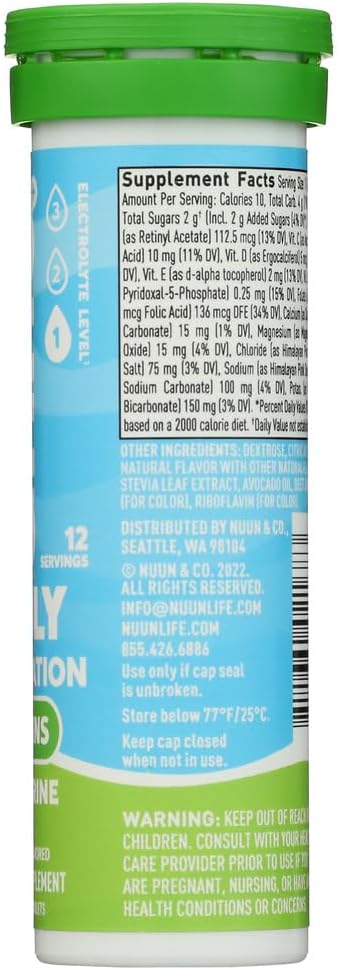 Nuun Vitamins: Electrolyte + Vitamins Drink Tablets, Tangerine Lime, 12 Count (Pack of 4)