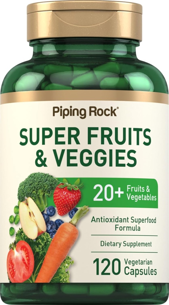 Supplément aux fruits et légumes de la roche piquante 120 Capsules Plus 20 Fruits et Légumes