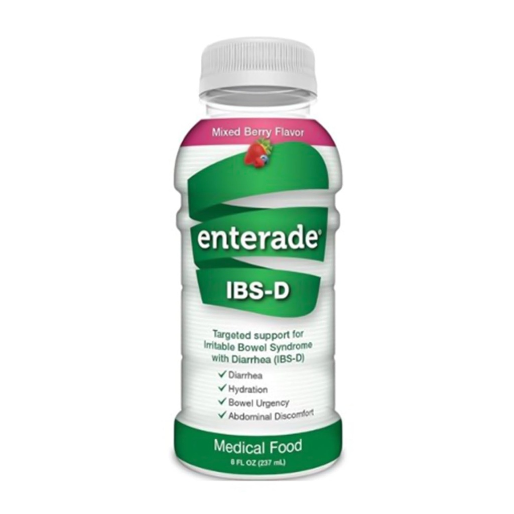 enterade IBS-D Beverage for IBS Relief of Symptoms from Irritable Bowel Syndrome with Diarrhea (IBS-D), Mixed Berry (12 Bottles, 8oz Each)