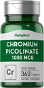 Piping Rock Chromium Picolinate 1000mcg, 360 comprimés Pills, Végétarien, Non-OGM, Supplément sans gluten