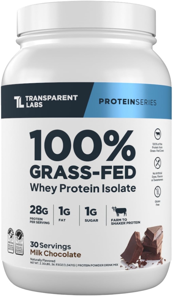 Labs transparents Protéines de lactosérum de lactosérum de lactosérum - naturel aromatisé, sans gluten poudre de lactosérum de lactosérum avec 28g de protéines par portion et 9 acides aminés - 30 portions, chocolat au lait