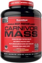 MuscleMeds CARNIVOR Mass Gainer Beef Protein Isolate Shake, 50 Grams Protein, 125 Grams Carbes, 0 Fat, 0 Sucre, Sans lactose, Halal certifié, Chocolat beurre d'arachide, 6 livres