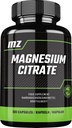 Citrate de magnésium 120mg + vitamine B6 (P-5-P) 3mg, 120 Capsules de végétalien, 4 mois d'approvisionnement, forme organique de magnésium - Soutien de la force osseuse et du système nerveux - par MZ
