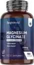 WeightWorld Glycinate Capsules 200mg - 180 Capsules (3 mois) avec Vitamine B6 - Suppléments de Glycinate de magnésium biodisponibles - Testés en troisième partie, végétaliens, non OGM et sans allergène