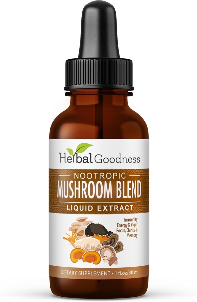 Nootropic 8-en-1 Extrait de Champignon Liquide - 1 fl. oz Bouteille.