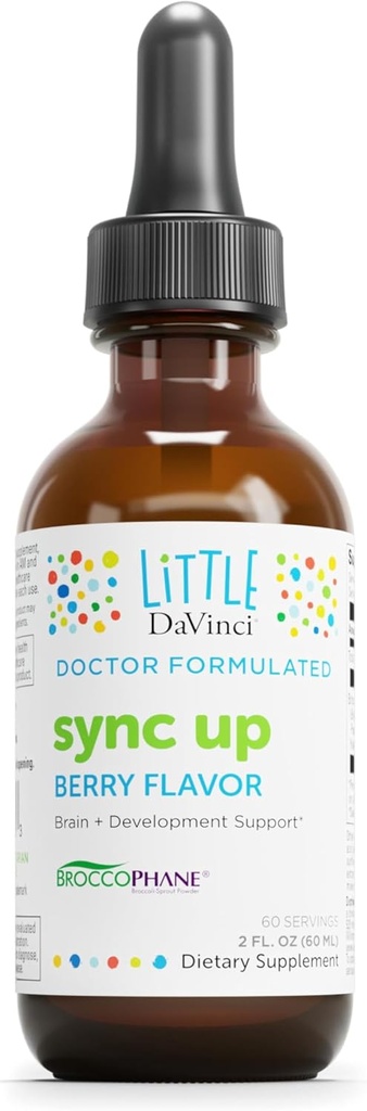 Little DaVinci Sync Up - Aide à soutenir la santé cérébrale, le système immunitaire et la fonction du système nerveux avec le sulphoraphane - Berry Flavor - 2 Fl Oz (60 portions)