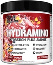 Évlution Nutrition HYDRAMINO Multiplicateur d'hydratation complet, tous les 6 électrolytes, vitamine C et B, fluide boosting aminos, eau de coco, endurance, récupération, antioxydants, 30 servir, punch fruit