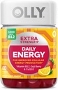 OLLY Extra Strength Daily Energy Gummy, Sans caféine, 1000 mcg de vitamine B12, CoQ10, Goji Berry, Supplément à croquer pour adultes, Berry Yuzu Flavor - 60 Comte