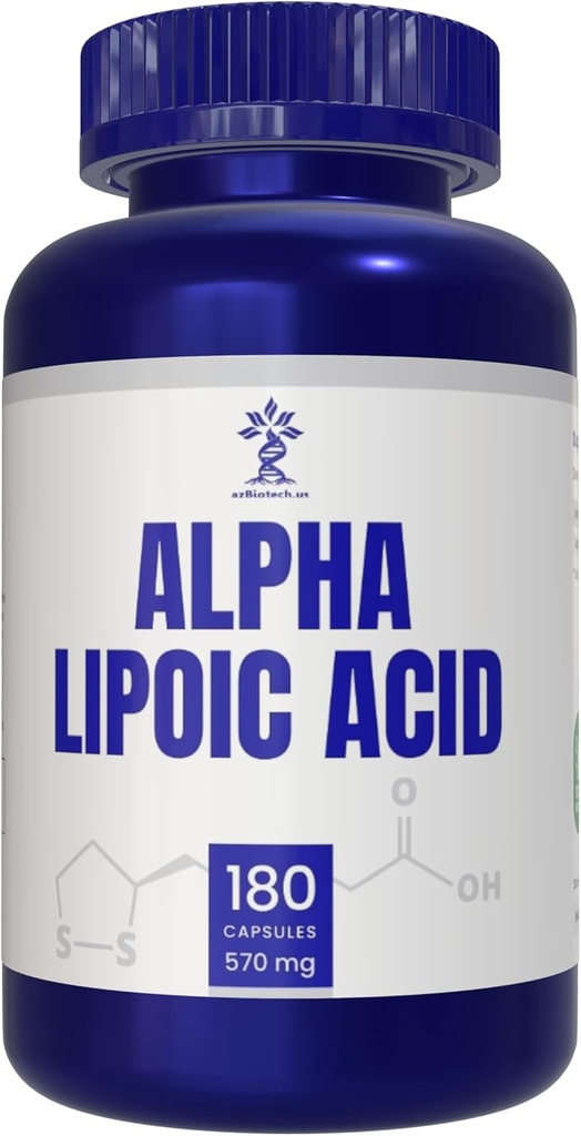 Acide alpha lipoïque (ALA) 570 mg Capsules - 180 Nombre, sans gluten, sans OGM, végétalien