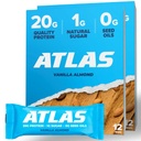 Atlas Protein Bar – 20g Protéines propres, 1g de sucre naturel, pas d'huiles de graines, sans gluten, pas d'édulcorants artificiels - Vanilla Almond 24 Compte