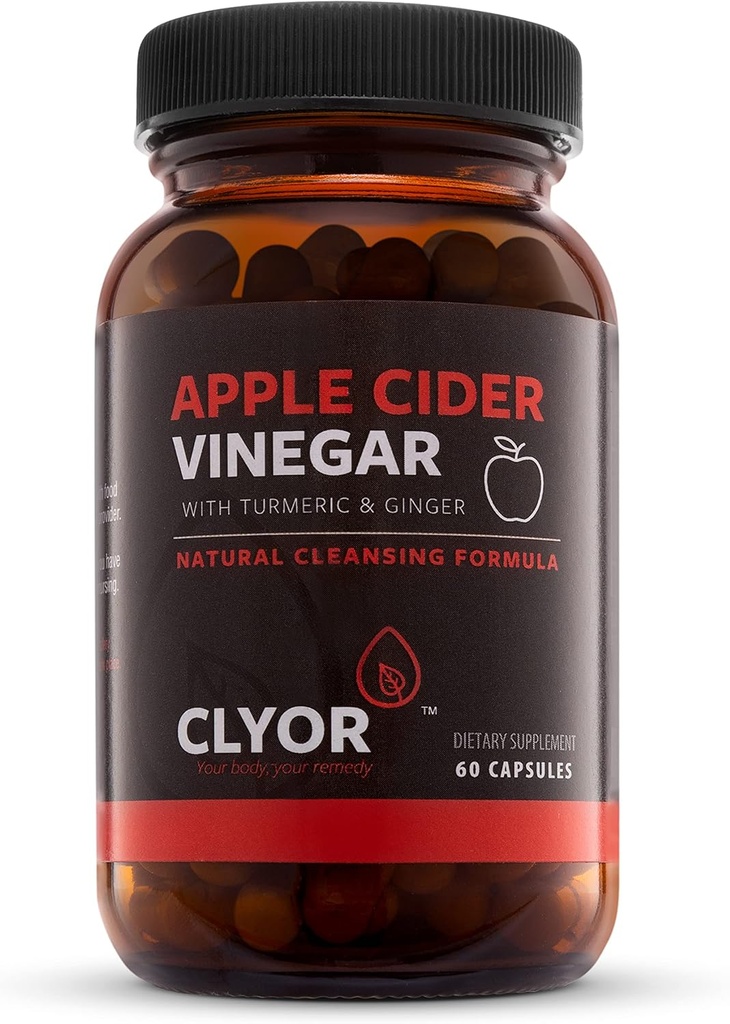 Pilules de vinaigre de cidre de pomme CLYOR Détox, et nettoyer avec le curcuma et le gingembre.
