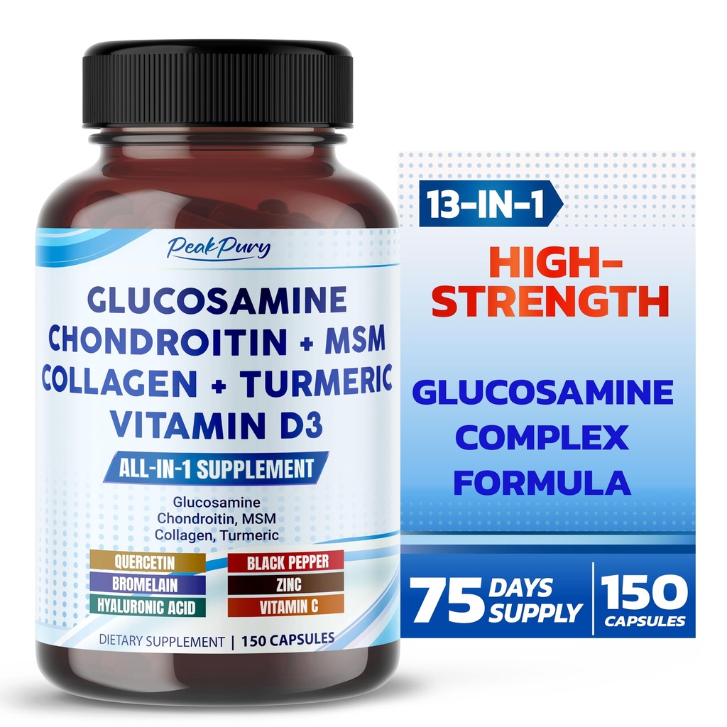 Glucosamine Chondroitin MSM Collagen Turmeric - Joint Health Support- Fabriqué aux États-Unis