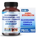 Glucosamine Chondroitin MSM Collagen Turmeric - Joint Health Support- Fabriqué aux États-Unis