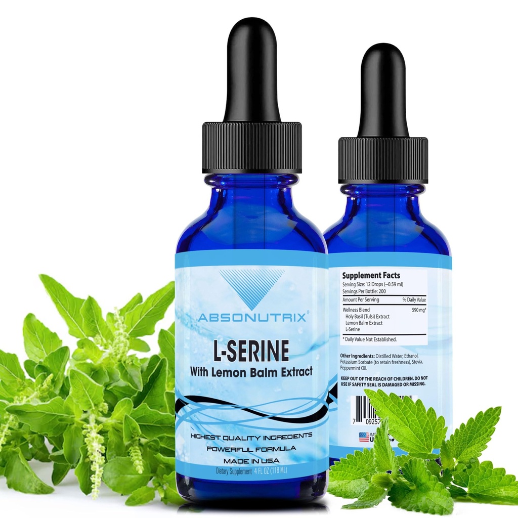 Absonutrix L-Serine Complex 500 mg - 4 Oz Grande bouteille liquide - 200 portions par bouteille Fabriqué aux États-Unis Tout naturel