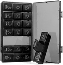 Organisateur hebdomadaire de pilules 7 jours 3 fois, Organisateur portable de pilules, Cas sans pilule BPA, Rappel quotidien de pilules, Organisateur de médicaments pour les vitamines, Suppléments (Black1)