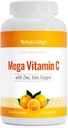 Nutri-Align Mega Vitamine C. 120 Vitamine C haute résistance Capsules de 1000mg - Vitamine C et zinc, supplément de fer et de cuivre.