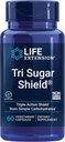 Life Extension Tri Sugar Shield®, Son Sorgho, Mulberry blanc, Phloridzin Polyphénol de pomme, Trois extraits botaniques Promouvoir le métabolisme du glucose sain, sans gluten, non-OGM, végétarien, 60 capsules