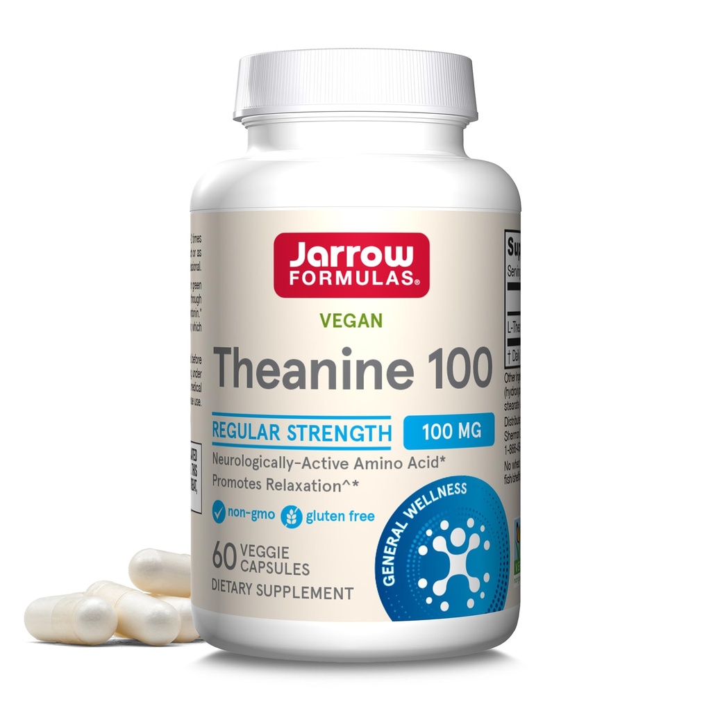 Formules de collants Théanine extra-résistante 200mg et Theanine à force régulière 100mg Capsules de soutien à la relaxation, 120 Capsules Veggie