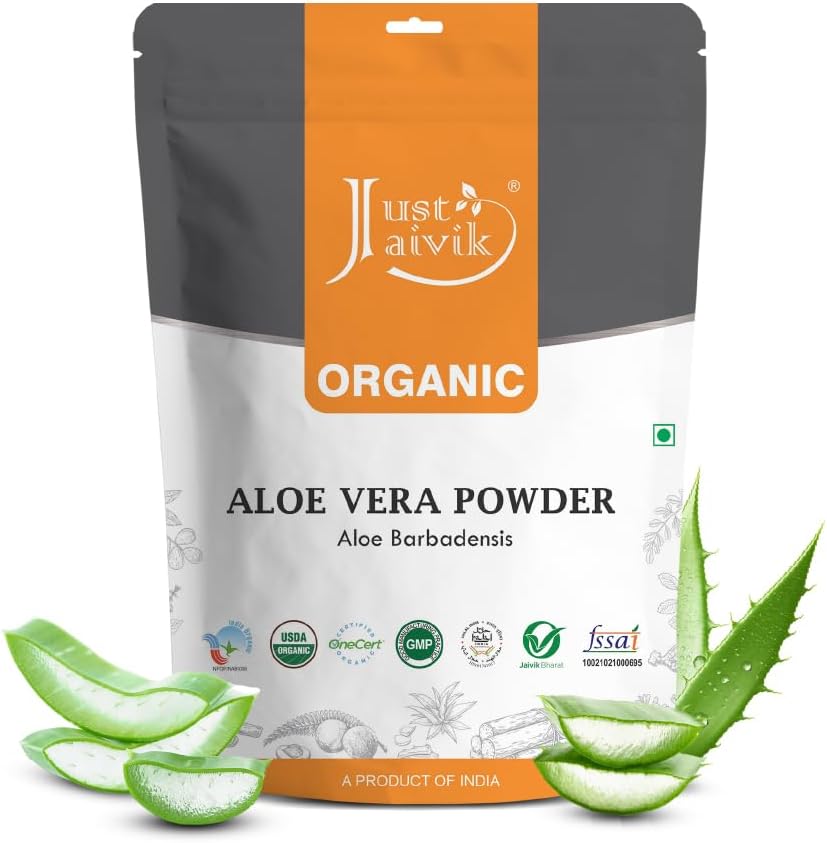 Juste Jaivik 100% Aloe Vera biologique en poudre - 227g /0,5 LB USDA certifié biologique (Aloe Barbadensis)