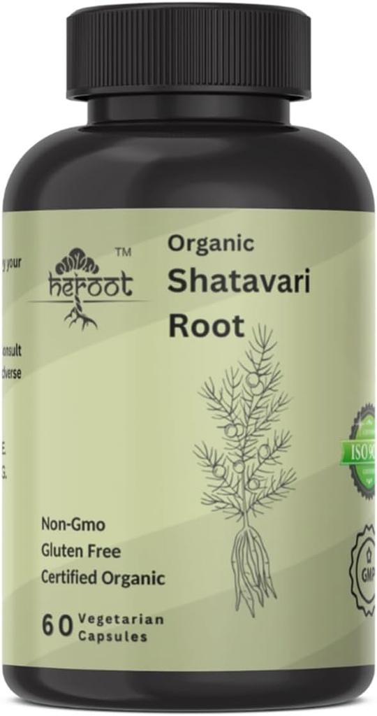 Racine de Shatavari biologique 500mg (Asparagus racemosus) Relief menstruel de crampe, soutien à la ménopause et santé des femmes