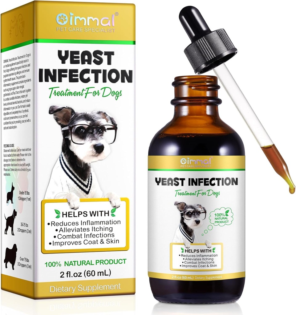 Traitement de l'infection des levures naturelles pour chiens, soulagement de l'allergie chez les chiens, soulagement de la démangeaison de la peau soutient un soulagement de l'inflammation sain, allège les démangeaisons, soulagement de l'allergie
