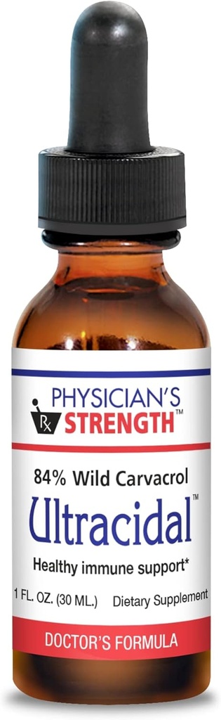 Physician's Strength Ultracidal - 30 mL - Wild-Source, High-Carvacrol Oregano Oil - Provides Healthy Immune Support - 86 Servings