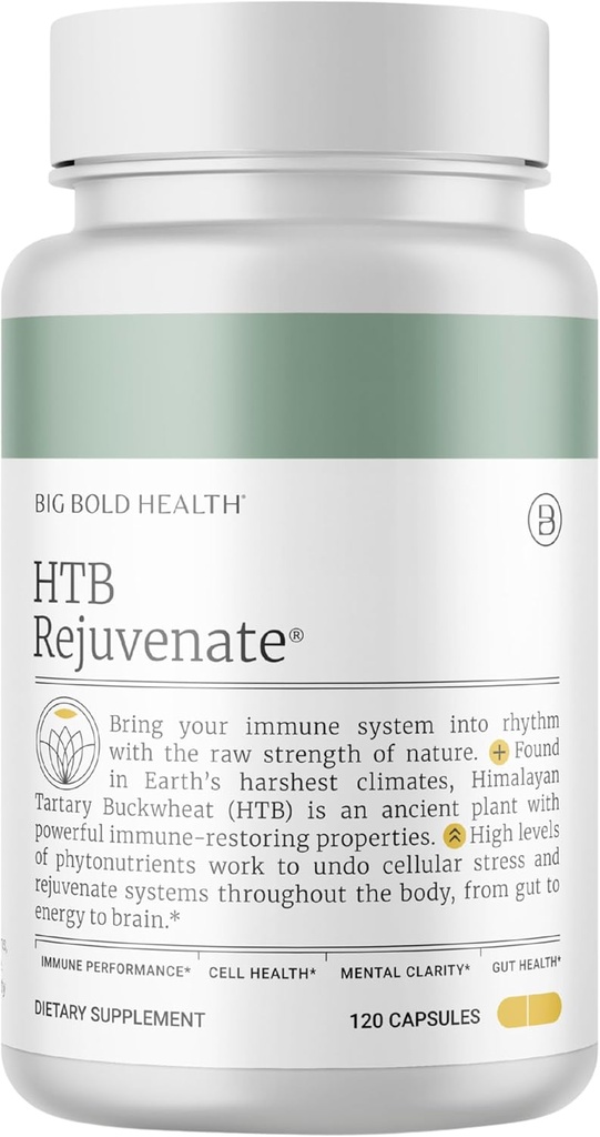 Big Bold Health HTB rajeunit - Supplément de soutien immunitaire avec le sarrasin tartaire himalayen - 2 mois d'approvisionnement - Formule riche en polyphénol - Sans gluten, sans lait, sans OGM (120 capsules)
