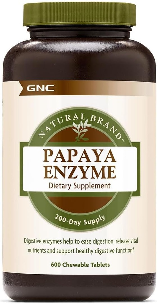 GNC Enzyme de la papaye de marque naturelle, soutient une fonction digestive saine, 600 comprimés