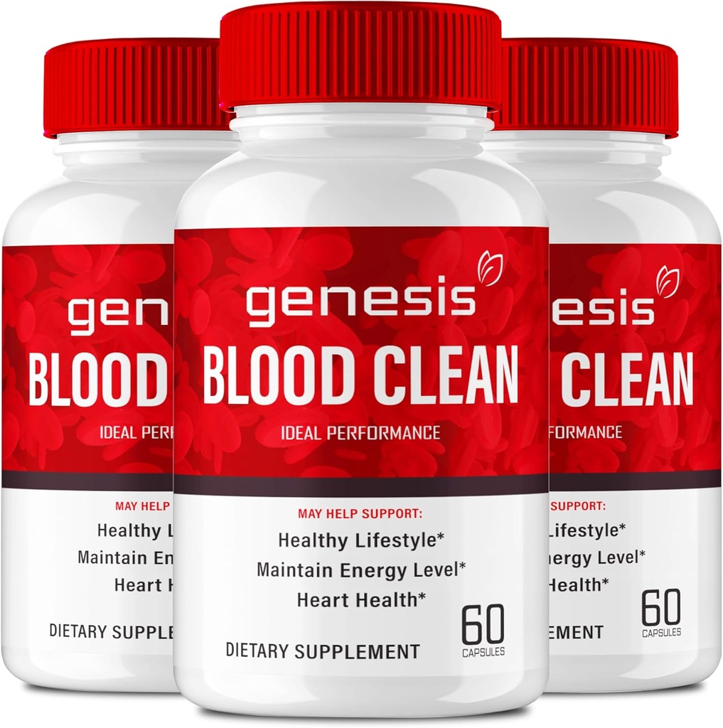Genesis Blood Clean Capsules - Supplément de formule avancé pour la force maximale - Nettoyeur de vaisseaux sanguins naturels, GenesisBlood Clean Pills, GenesisBloodClean Pastillas Reviews (3 Pack)