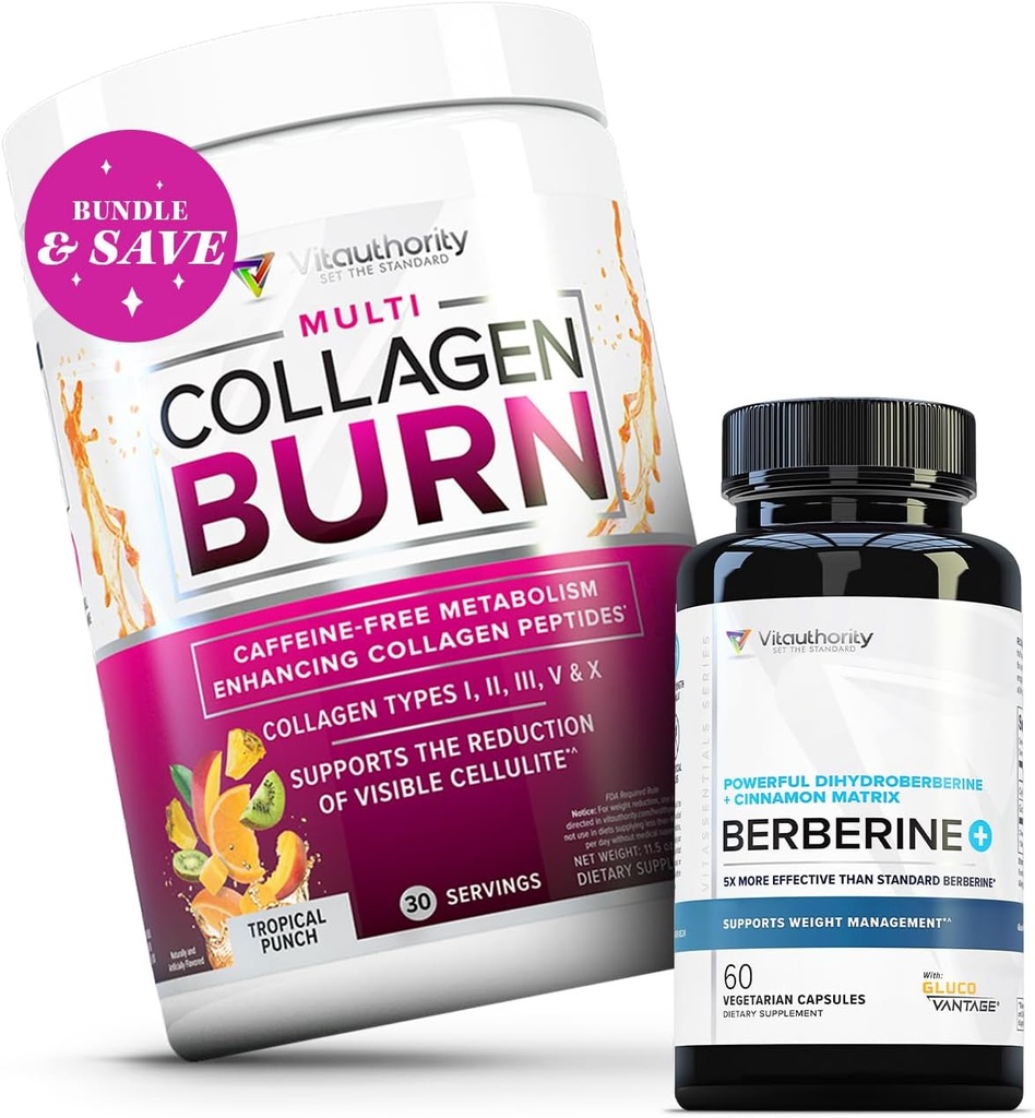 Vitauthority Multi Collagen Burn Tropical Punch et Berberine