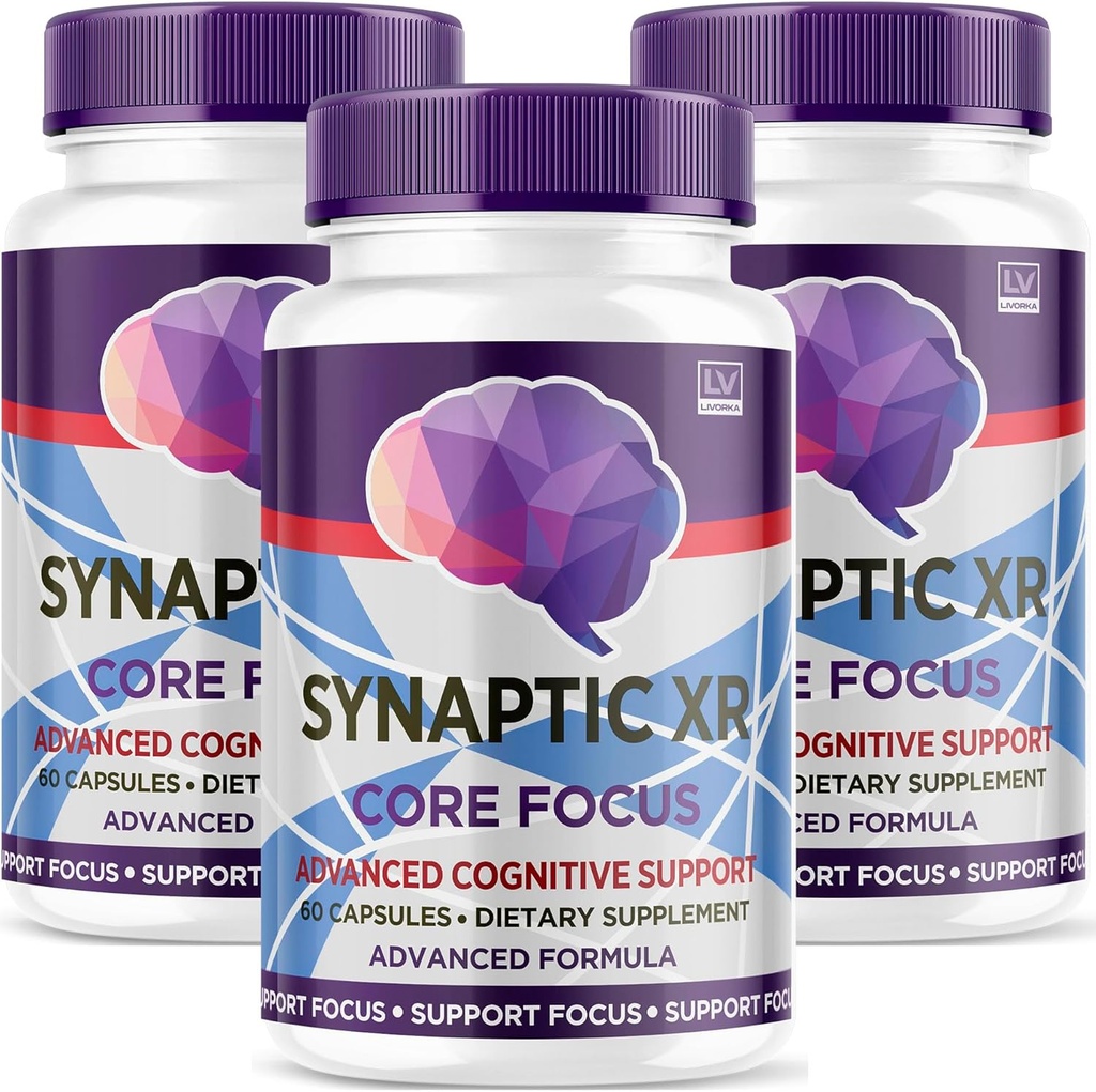 (3 Pack) Synaptic XR Capsules, SynapticXR, Synaptic XR Core Focus, Synaptic XR Cerveau Caps, Synaptic XR, Synaptic XR Cerveau Synaptic XR, Synaptic XR Advanced Formule 180 Capsules pendant 3 mois