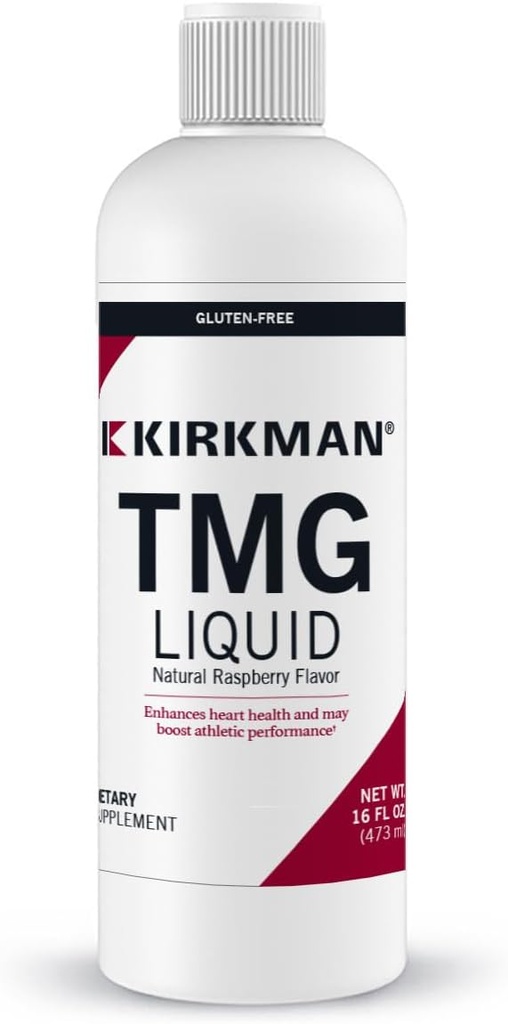 Kirkman - TMG (Triméthylglycine) Liquide - 16 Fl oz - soutient les niveaux de sérotonine - Support de la méthylation - Arôme de framboise naturelle