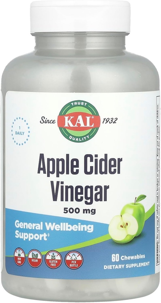 vinaigre de cidre de pomme Kal - 500 mg - 60 comprimés à croquer