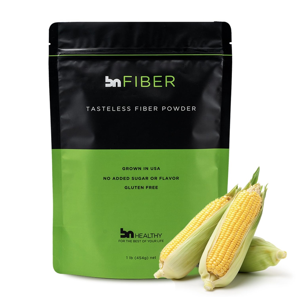 BN Helthy Fibre - Poudre de fibre de maïs Premium 450g - Supplément de fibre sans goût 100% soluble pour la santé digestive et la gestion du poids - sans gluten et sans sucre