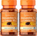 Puritan's Pride Zeaxanthin 4mg avec lutéine 10mg, soutient les yeux sains et la vision*, 60 ct (paquet de 2)